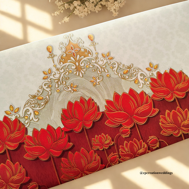 Golden Embossed Lotus Design luxuries Money/Shagun Envelope/Lifafa