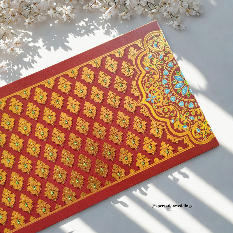 Golden Embossed Pattern Art Multicolour luxuries Money/Shagun Envelope/Lifafa