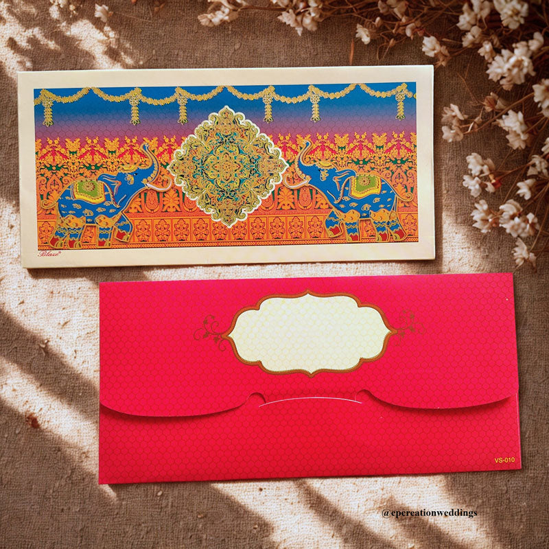 Golden Embossed Mughal Art Multicolour luxuries Money/Shagun Envelope/Lifafa