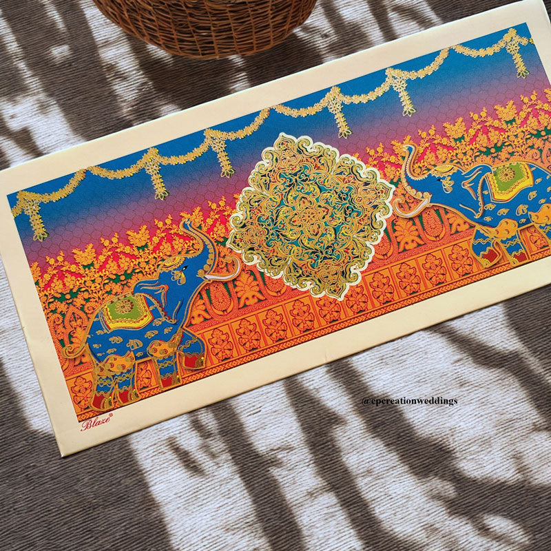 Golden Embossed Mughal Art Multicolour luxuries Money/Shagun Envelope/Lifafa