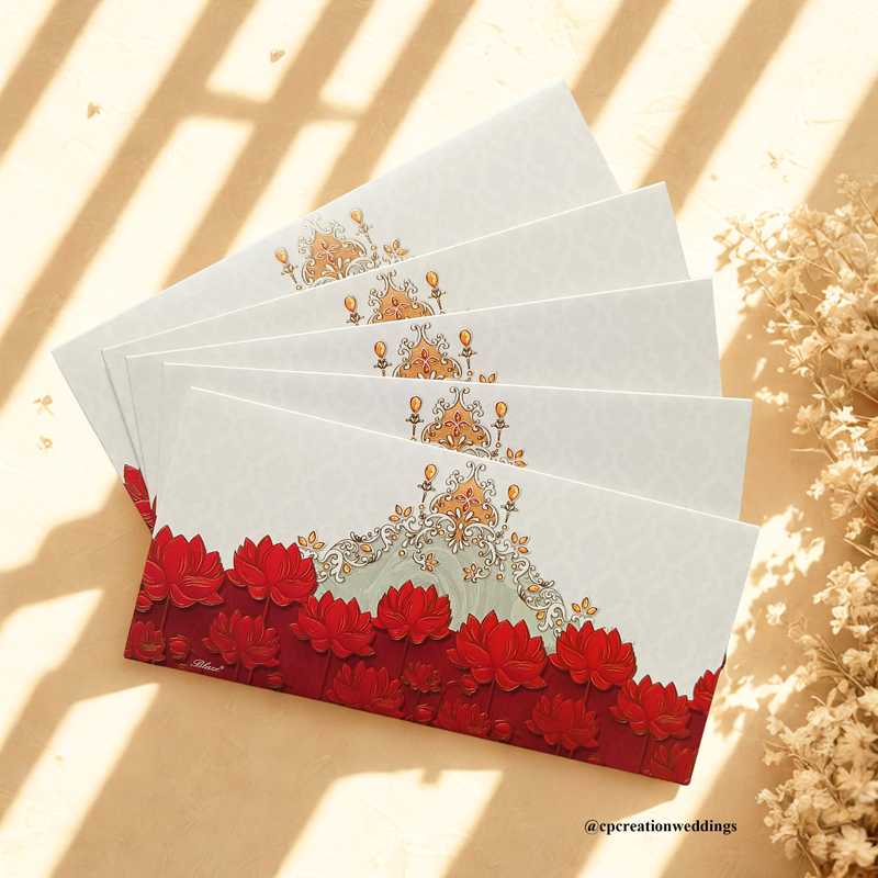 Golden Embossed Lotus Design luxuries Money/Shagun Envelope/Lifafa