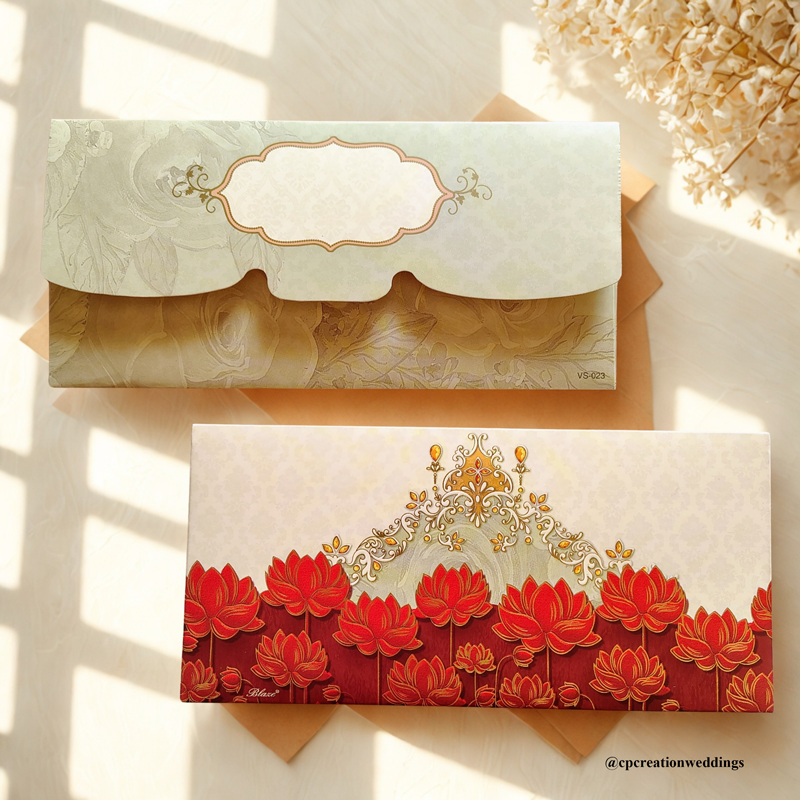 Golden Embossed Lotus Design luxuries Money/Shagun Envelope/Lifafa