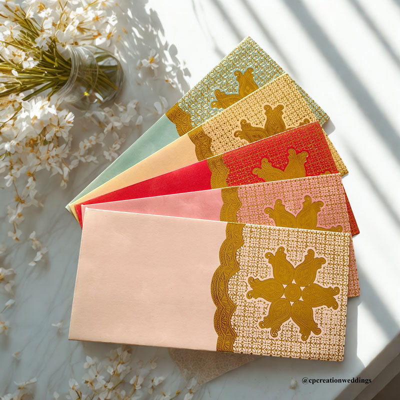 Golden Embossed Mandala Design Money/Shagun Envelope/Lifafa