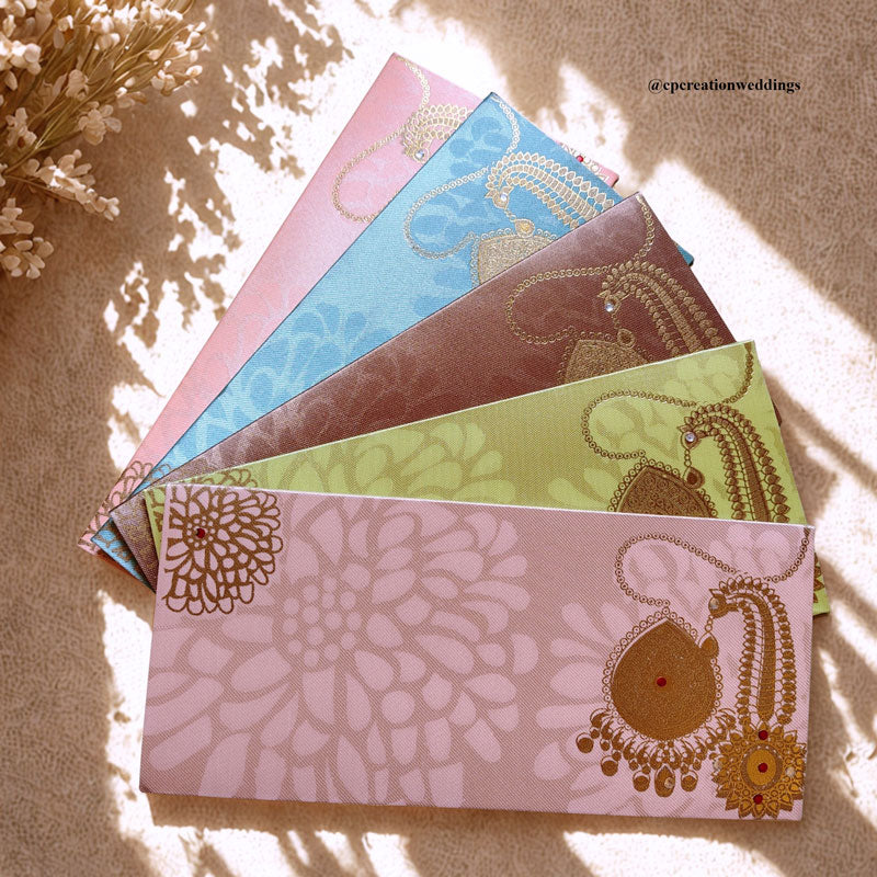 Golden Embossed Double Design Premium Money/Shagun Envelope/Lifafa
