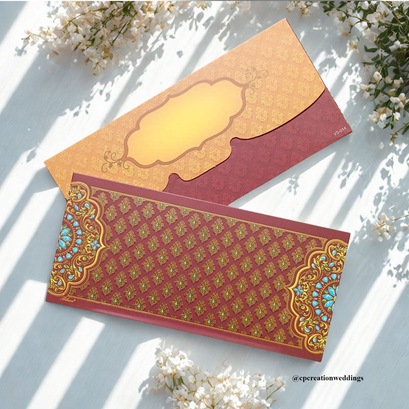 Golden Embossed Pattern Art Multicolour luxuries Money/Shagun Envelope/Lifafa
