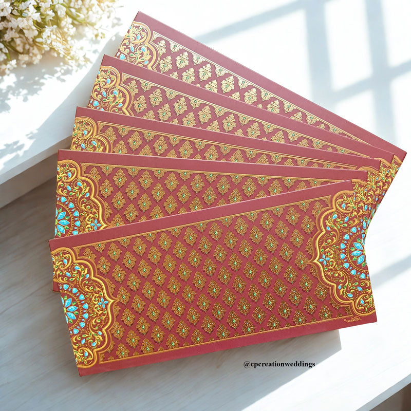 Golden Embossed Pattern Art Multicolour luxuries Money/Shagun Envelope/Lifafa